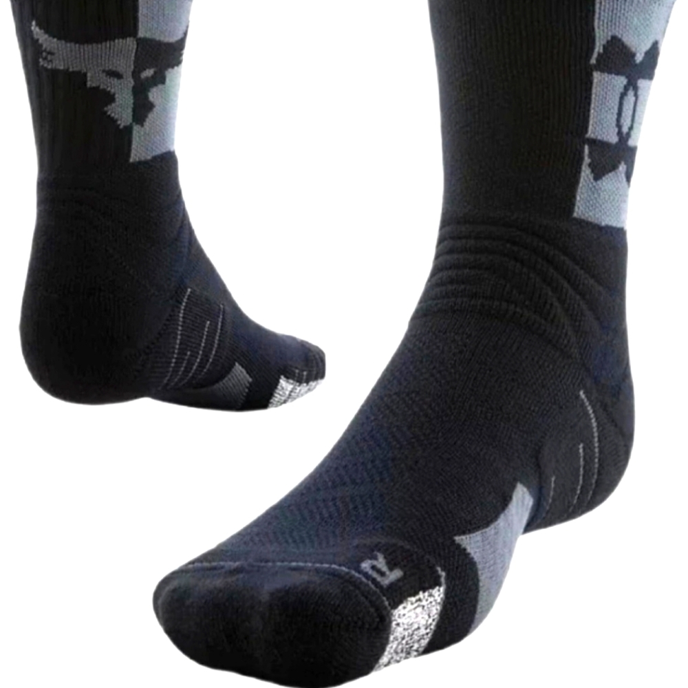 Under Armour Crew Socks UA Playmaker Project Rock 1362703 Black Gray 12-16 NWT